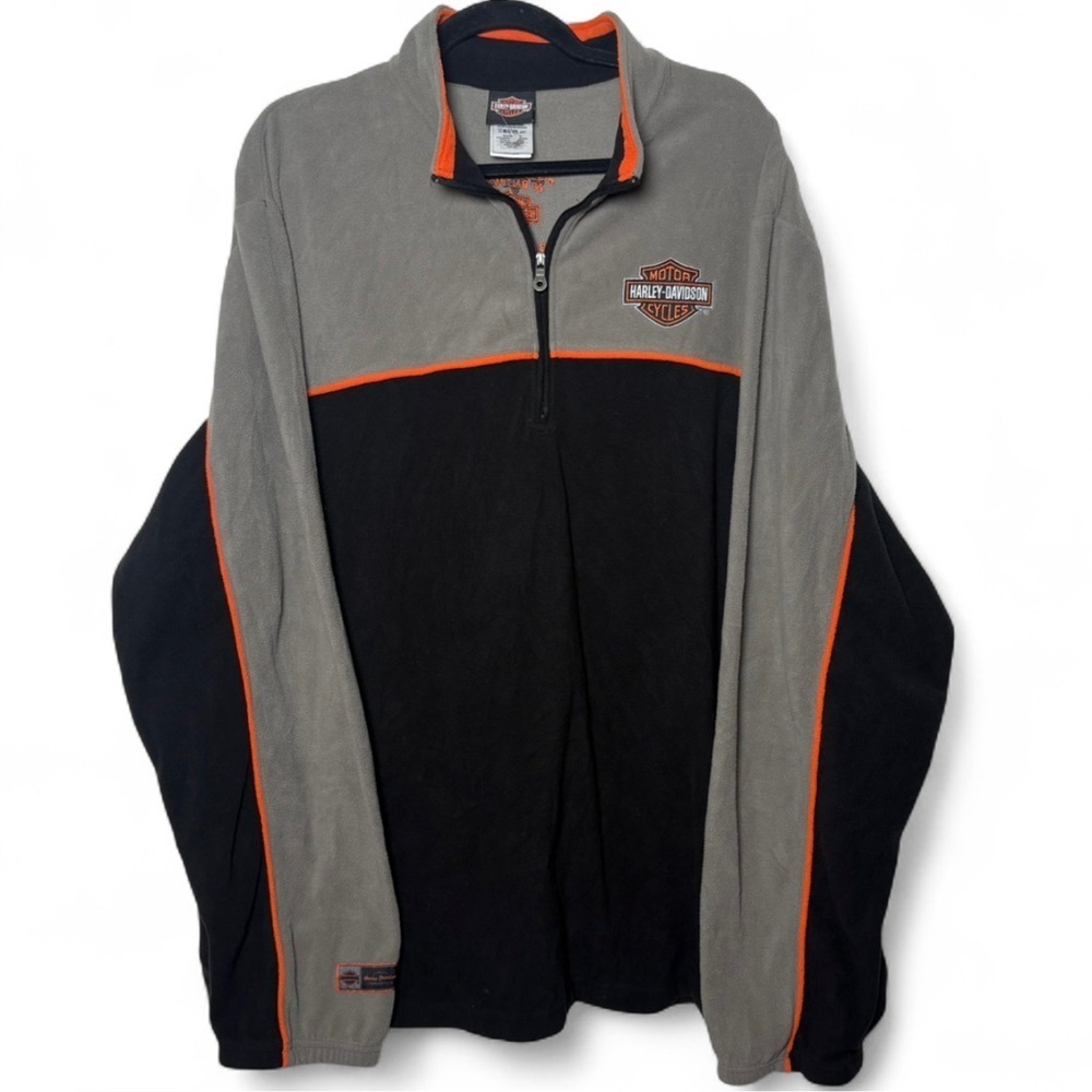 Harley-Davidson 3XL Quarter Zip Fleece Jacket Grey/Black/Orange Baltimore MD